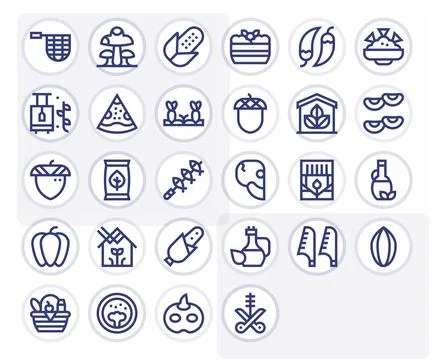 Vegetable 64x64 Vector Icon Pack with 28 Bold Line PIXEL Perfect Elements Stockillustratie