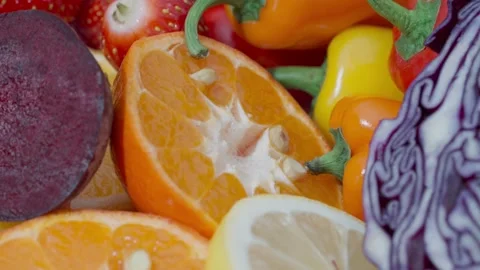 Vegetable And Fruit-Cinematic Macro Video Stockbeeldmateriaal 335414292