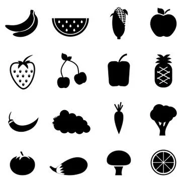 Vegetable and fruit icons Stock Illustration