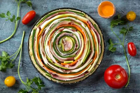 Vegetable and prosciutto pie Фото