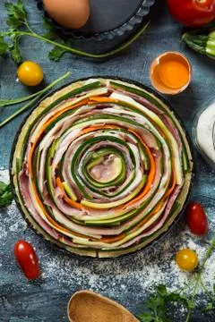 Vegetable and prosciutto pie Фото