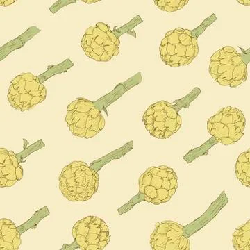 Vegetable artichoke, vegetarian pattern. Seamless nature wallpaper. Fresh Stock Illustration
