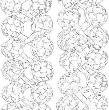 Vegetable artichoke, vegetarian pattern. Seamless nature wallpaper. Fresh Stock Illustration