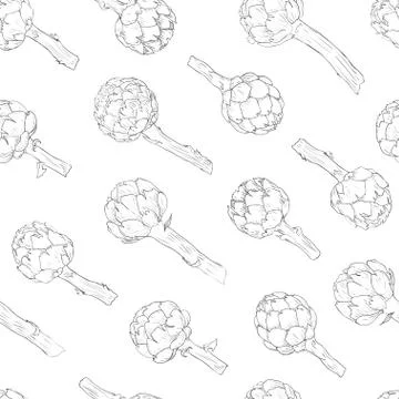 Vegetable artichoke, vegetarian pattern. Seamless nature wallpaper. Fresh Stock Illustration