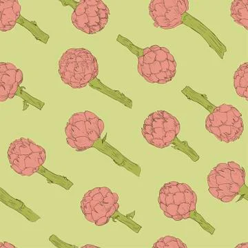 Vegetable artichoke, vegetarian pattern. Seamless nature wallpaper. Fresh Stock-Illustration