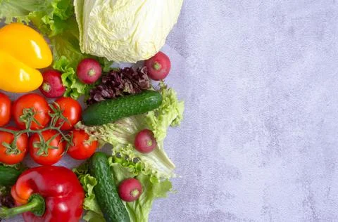 Vegetable background. Composition of fresh vegetables Stock Photos