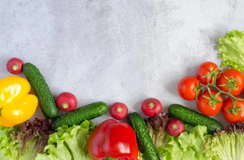 Vegetable background. Composition of fresh vegetables Stock Photos