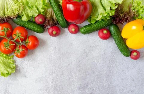 Vegetable background. Composition of fresh vegetables Stock Photos