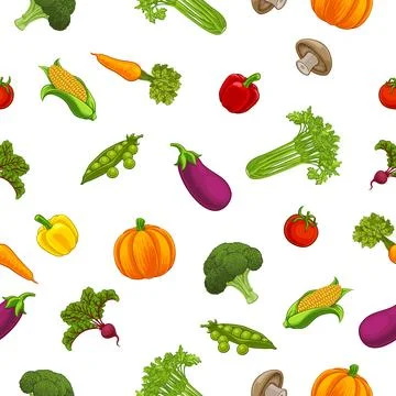 Vegetable Background Seamless Pattern Print Design Stock Illustration