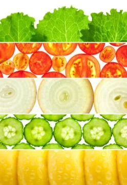 Vegetable banners collection / set of 6 different mackro backgrounds Stock Illustration