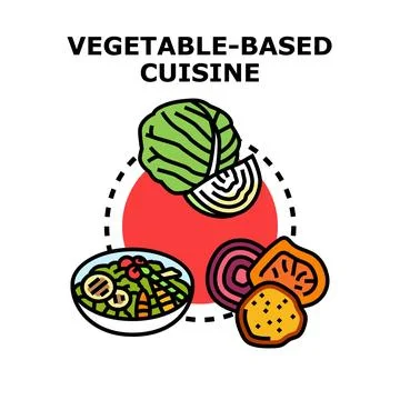 Vegetable based cuisine preparing healthy natural food イラスト素材