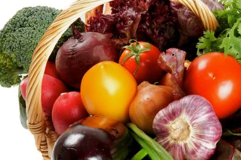 Vegetable basket close up Stock Photos