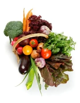 Vegetable Basket Top View Stock Photos