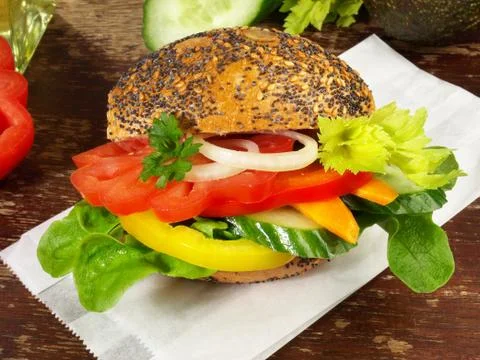 Vegetable Bun with Avocado Stock Photos