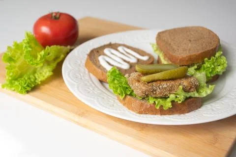 Vegetable burger sandwich Stock Photos