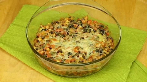 Vegetable casserole with cheese Stock Footage 58493738