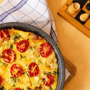 Vegetable casserole flat lay Stock Photos
