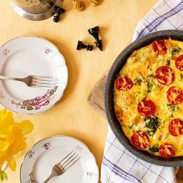 Vegetable casserole flat lay Stock Photos