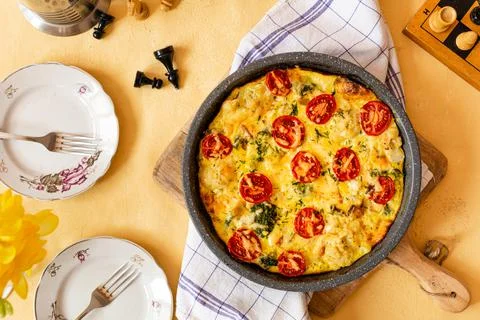 Vegetable casserole flat lay Stock Photos