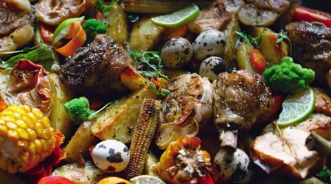 Vegetable chicken meal Stock Footage 58499919