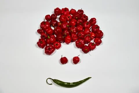 Vegetable chilli, chile face on white backgroung Stock Photos