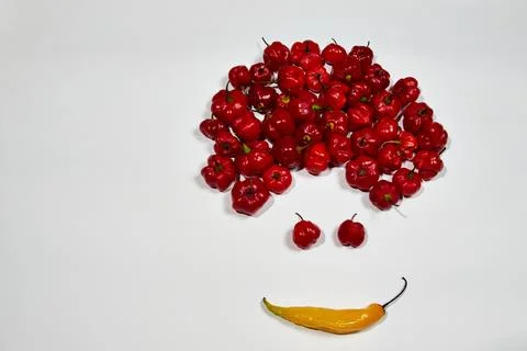 Vegetable chilli, chile face on white backgroung Stock Photos