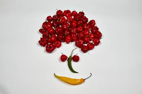 Vegetable chilli, chile face on white backgroung Stock Photos