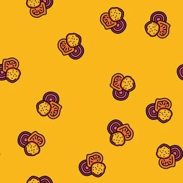 Vegetable chips snack food vector seamless pattern Illustrazione stock