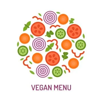 Vegetable circle emblem Stock Illustration