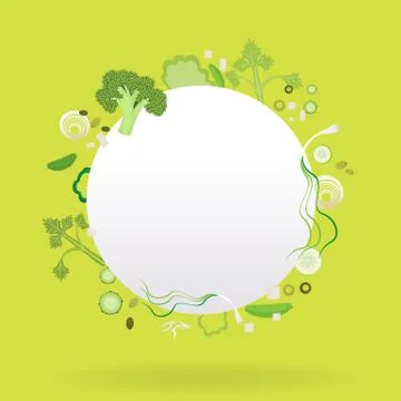 Vegetable circle frame with white paper label Stock Illustration