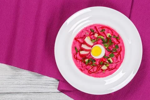 Vegetable cold soup with beetroot, radish Stock Photos