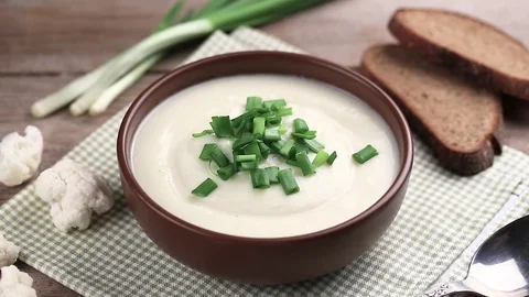 Vegetable cream soup with spices Stock Footage 82793176