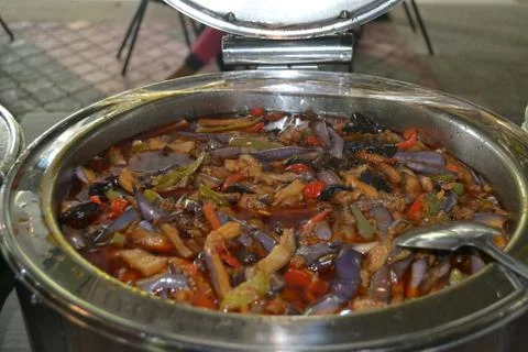 Vegetable curry in a hotel buffet Stock Photos