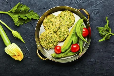 Vegetable cutlets in plate Stock Photos