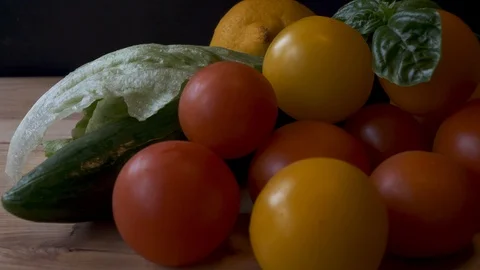 Vegetable on cutting board in slow motion. 4K footage. Video stock 112377149