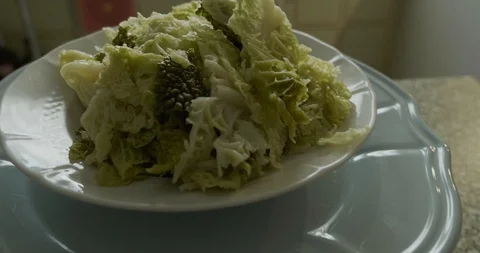 Vegetable dish on the table  - dolly Stock Footage 129163740
