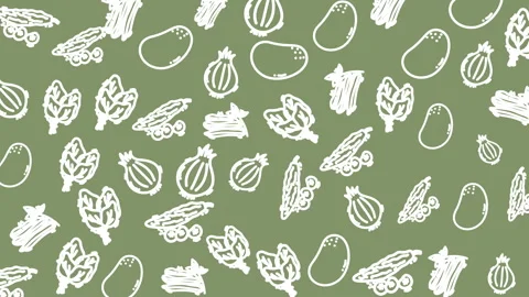 Vegetable doodle pattern on green background seamless Vidéo 330873124