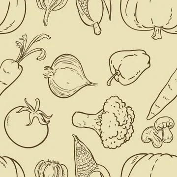 Vegetable doodle pattern Stock Illustration