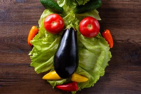 Vegetable Face Arrangement Stock Photos