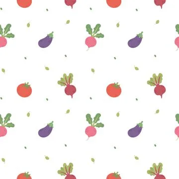 Vegetable food kitchen seamless pattern set Stockillustratie
