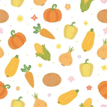 Vegetable food kitchen seamless pattern set Illustrazione stock