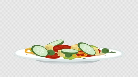 Vegetable food plate icon loop Animation video transparent background with .. 스톡 동영상 234065466
