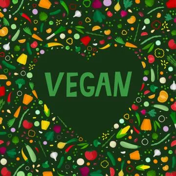 Vegetable frame background pattern of organic farm fresh products. Stock Illustration