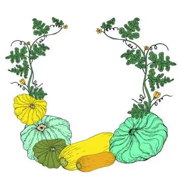 Vegetable frame isolated on a white background. Stock Illustration