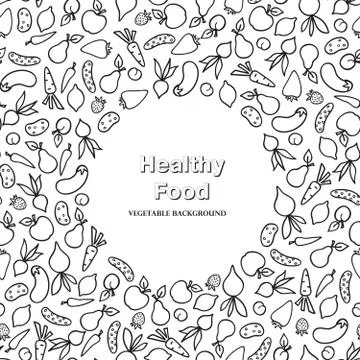Vegetable frame pattern. Healthy food ingredient card background Stock Illustration