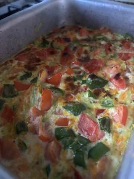 Vegetable Frittata in Rectangular Baking Pan 写真素材