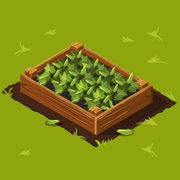 Vegetable Garden Box with Cucumbers. Set 2 Stock Illustration