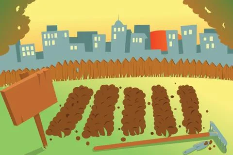 Vegetable garden in a city Stock Illustration