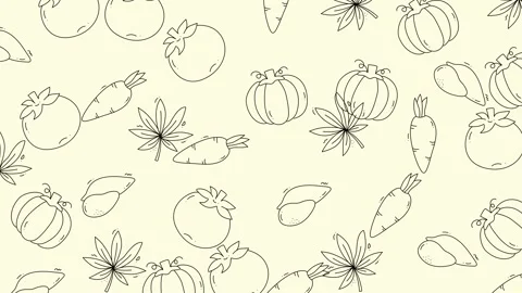 Vegetable Garden Delight - A Seamless Pattern of Fresh Produce. Stock Footage 321849534