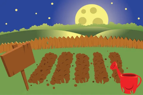 Vegetable garden by night Illustrazione stock